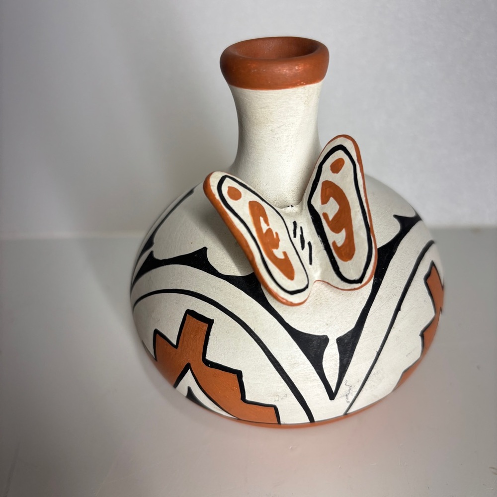 J.pecos jemez Bold Orange and Black Ceramic native Art Piece